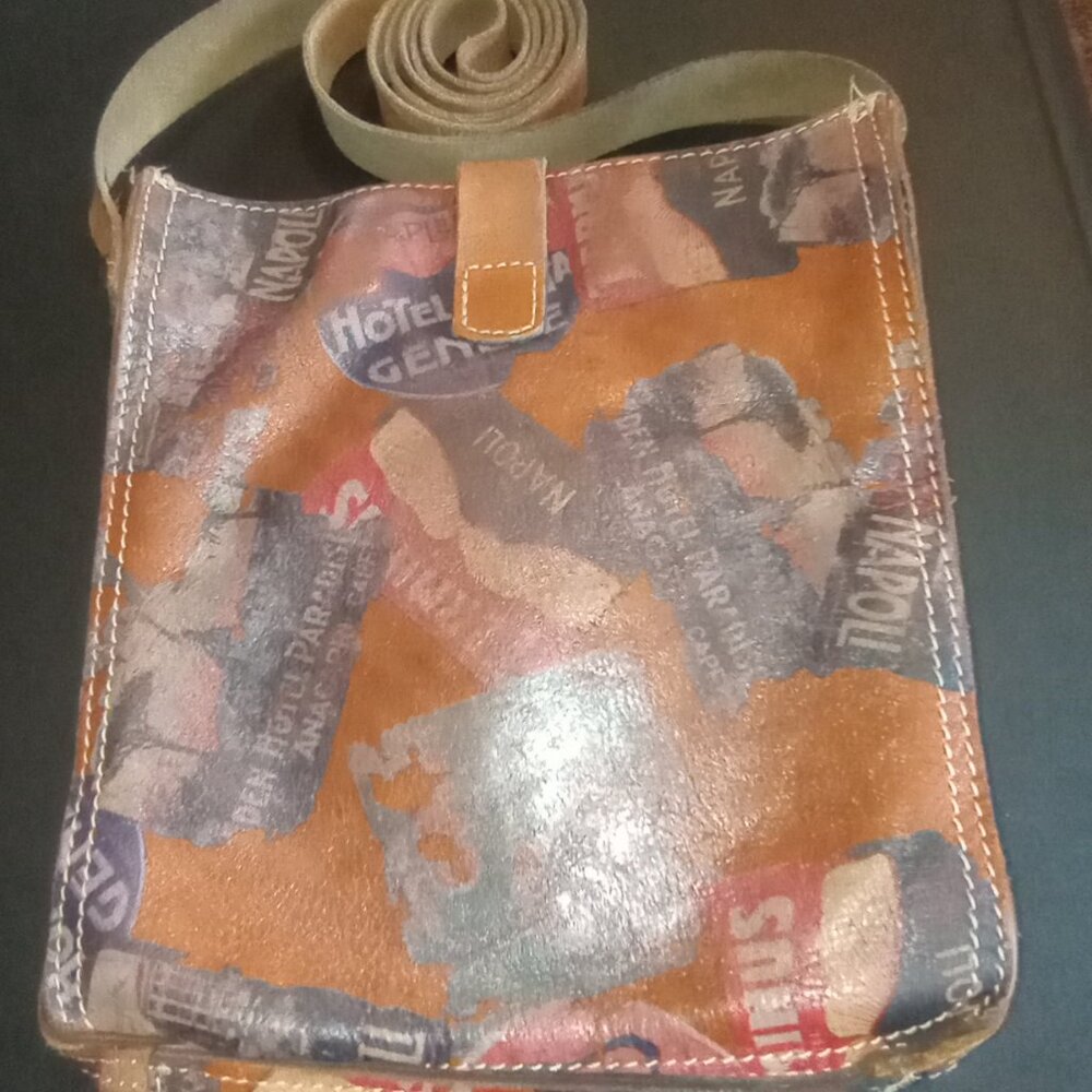 Patricia Nash Venezia Crossbody Bag Old World Print Slim Leather Suede Lining - Picture 7 of 15